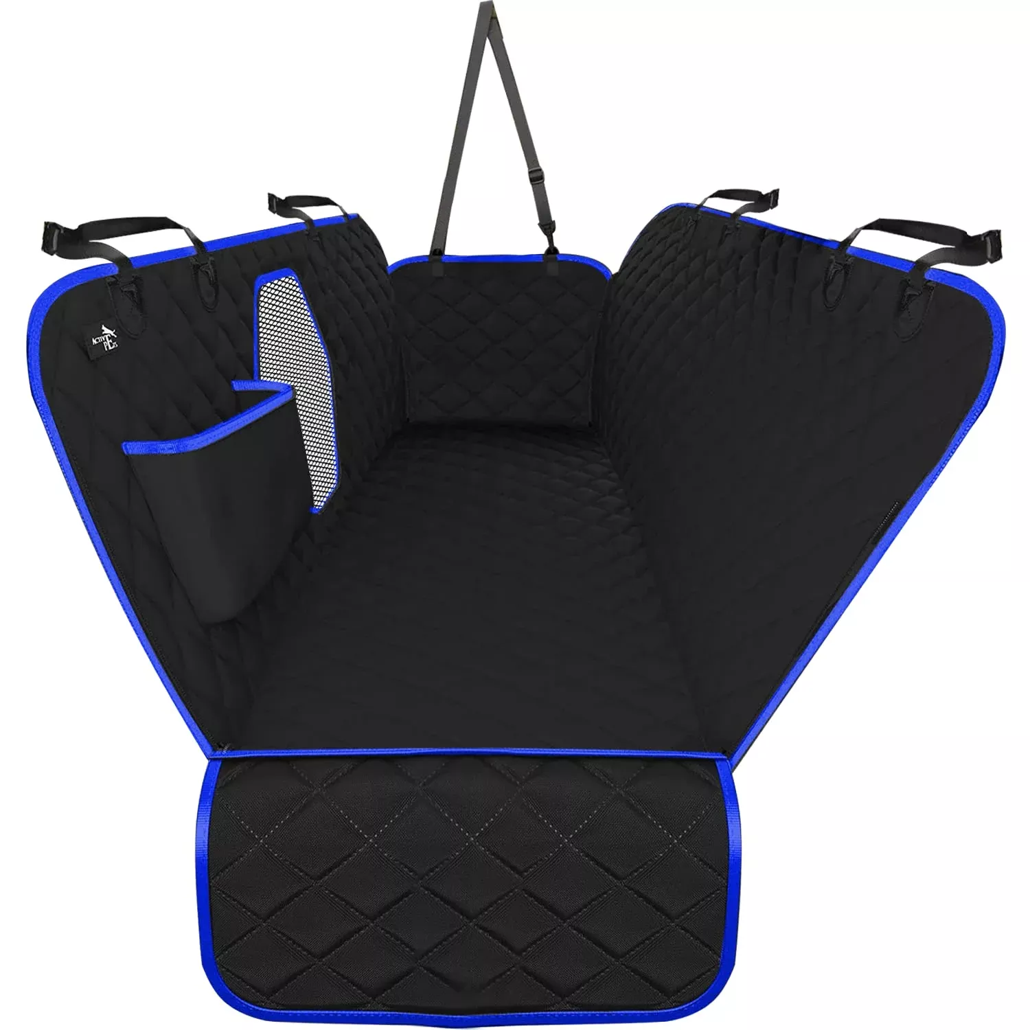 Active Pets Back Seat Cover for Dogs - XL Dog Hammock for Car w/ Mesh Window - Non-Slip, Waterproof Back Seat Protector for Trav