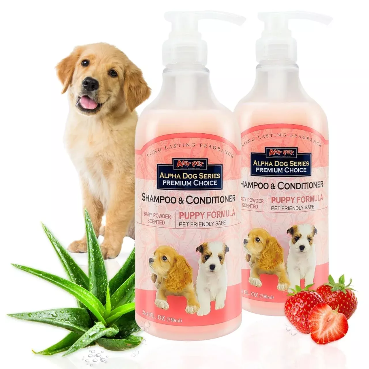 Alpha Dog Series Natural Puppy Shampoo and Conditioner Tear Free with Aloe Vera, pH-Balanced Shampoo for Puppies, Tearless Dog S