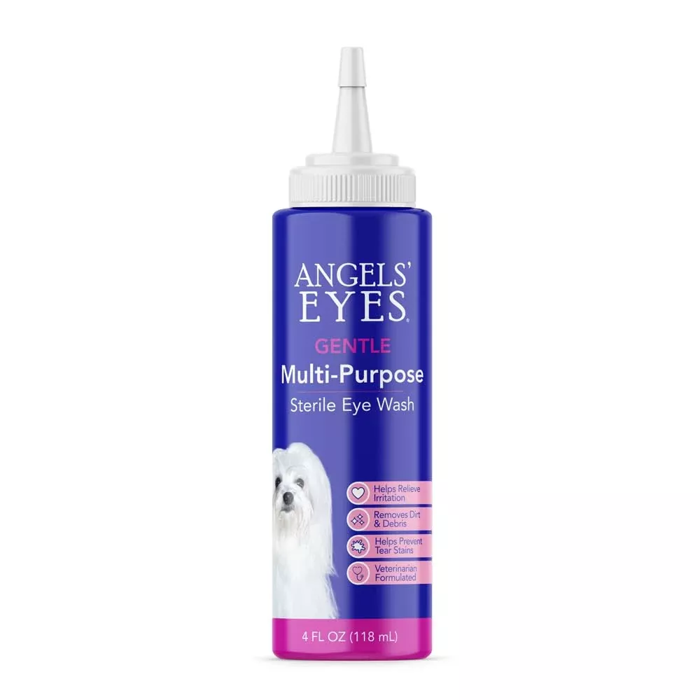 ANGELS EYES Multi-Purpose Sterile Eye Wash 4 oz Eye Cleaner and Rinse, Tear Stain Reducer for Allergies, Debris, Mucus, Irritat