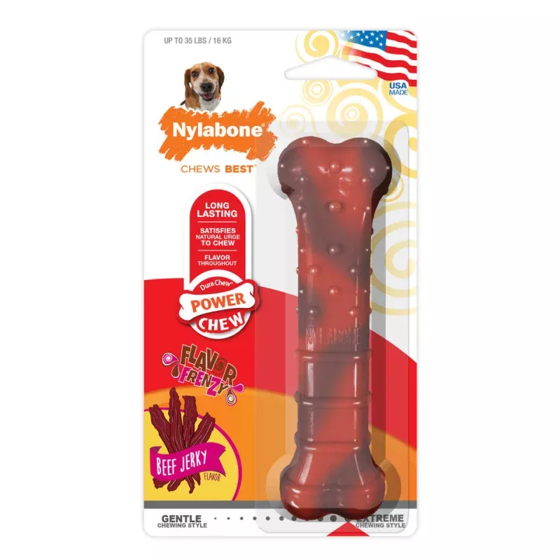 [ANY 3 AT 20%OFF] Nylabone Dura Chew Power Chew Beef Jerky Flavor Durable Dog Chew Toy Petite / Regular / Wolf