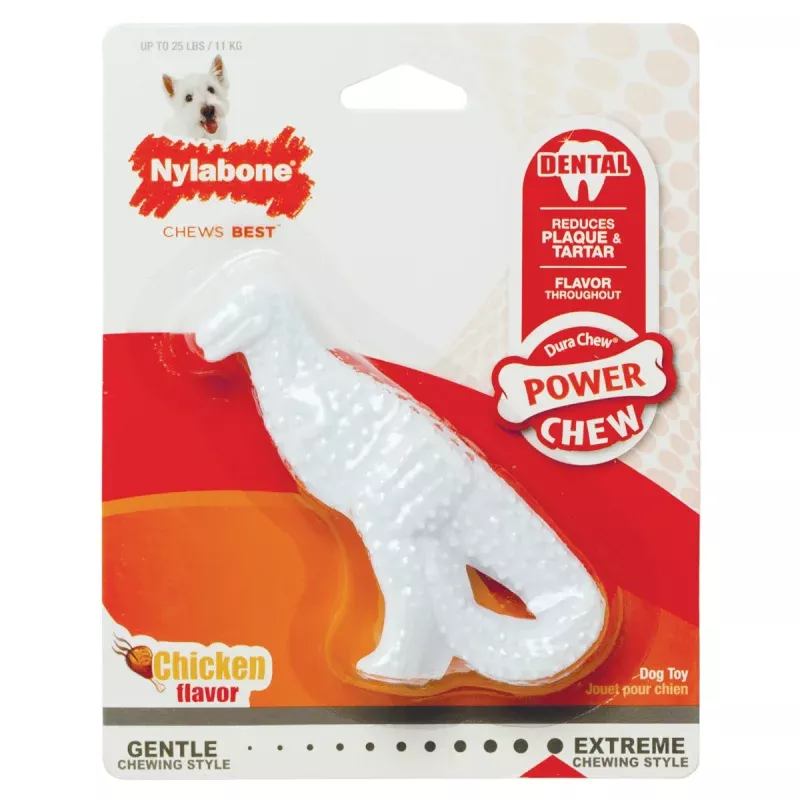 [ANY 3 AT 20%OFF] Nylabone Power Chew Dental Dinosaur Dog Toy Regular