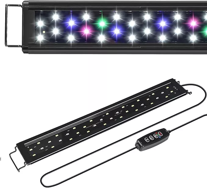 AQUANEAT LED Aquarium Light for 18 to 24 Inch Fish Tank, Auto On Off with Timer, Full Spectrum, Adjustable Brightness, Daylight