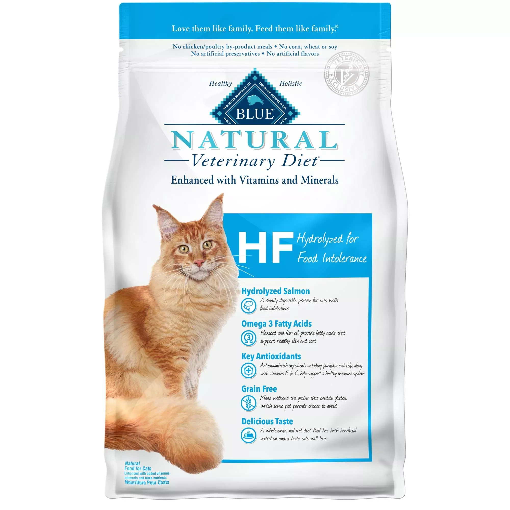 Blue Buffalo Natural Veterinary Diet HF Hydrolyzed for Food Intolerance Dry Cat Food, Salmon 7-lb bag