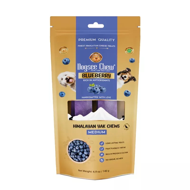 [BUY 1 FREE 1 ] Dogsee Chew Blueberry Himalayan Yak Cheese Chews Medium 140g