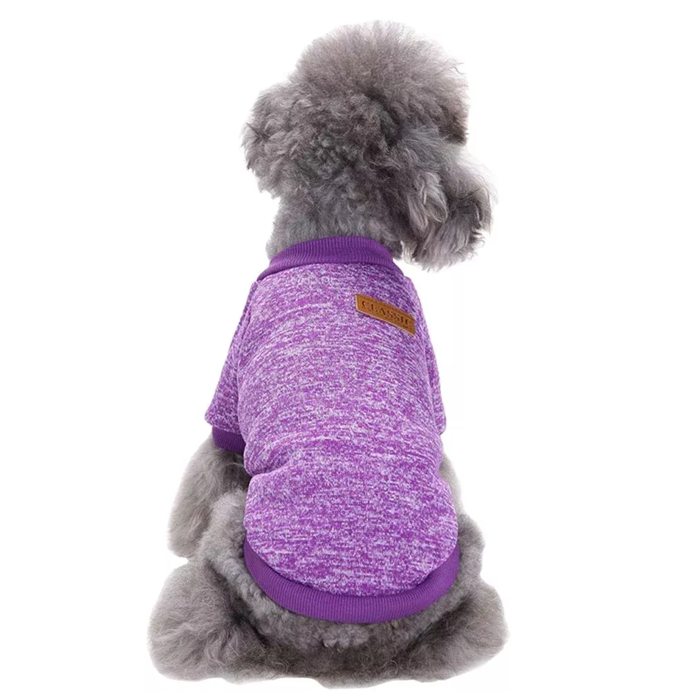CHBORLESS Pet Dog Classic Knitwear Sweater Warm Winter Puppy Pet Coat Soft Sweater Clothing for Small Dogs (M, Purple)