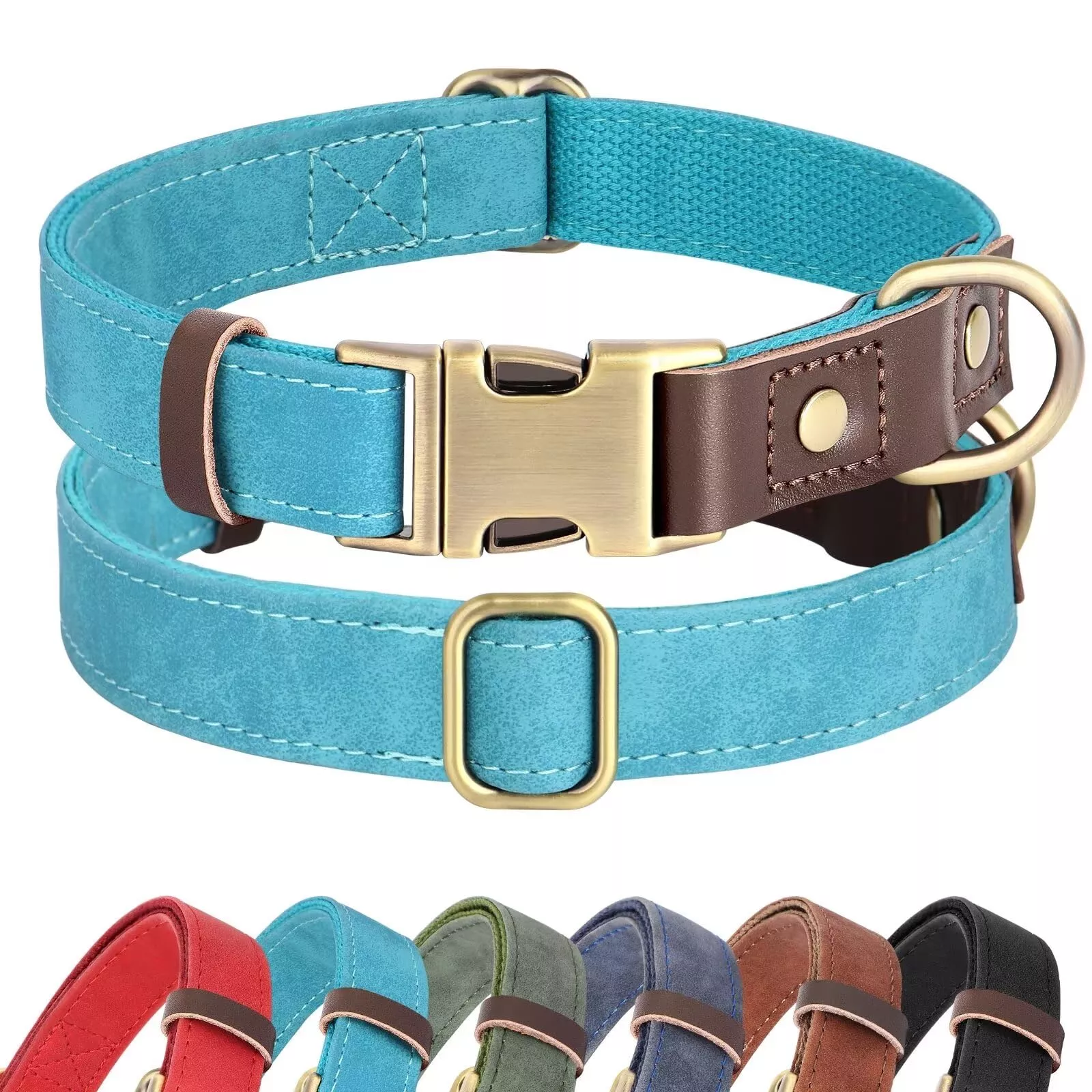 Didog Soft Padded Leather Dog Collar For Large Dogs, Classic Heavy Duty Dog Collars With Quick Release Metal Buckle, Adjustable