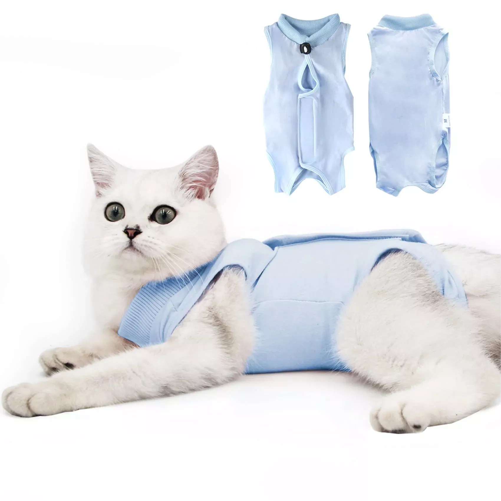 DOTON Cat Recovery Suit for Male and Female Surgical Post Surgery Soft Cone Onesie Shirt Clothes Neuter Licking Protective Diape