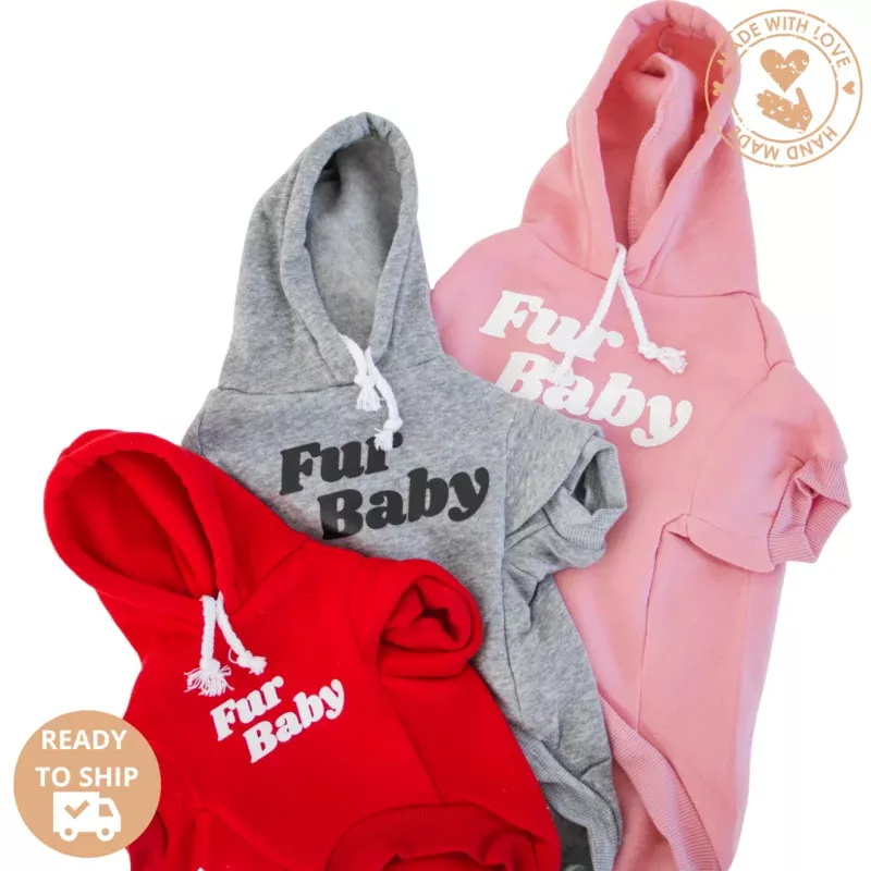 "Fur Baby" Dog Hoodie Grey