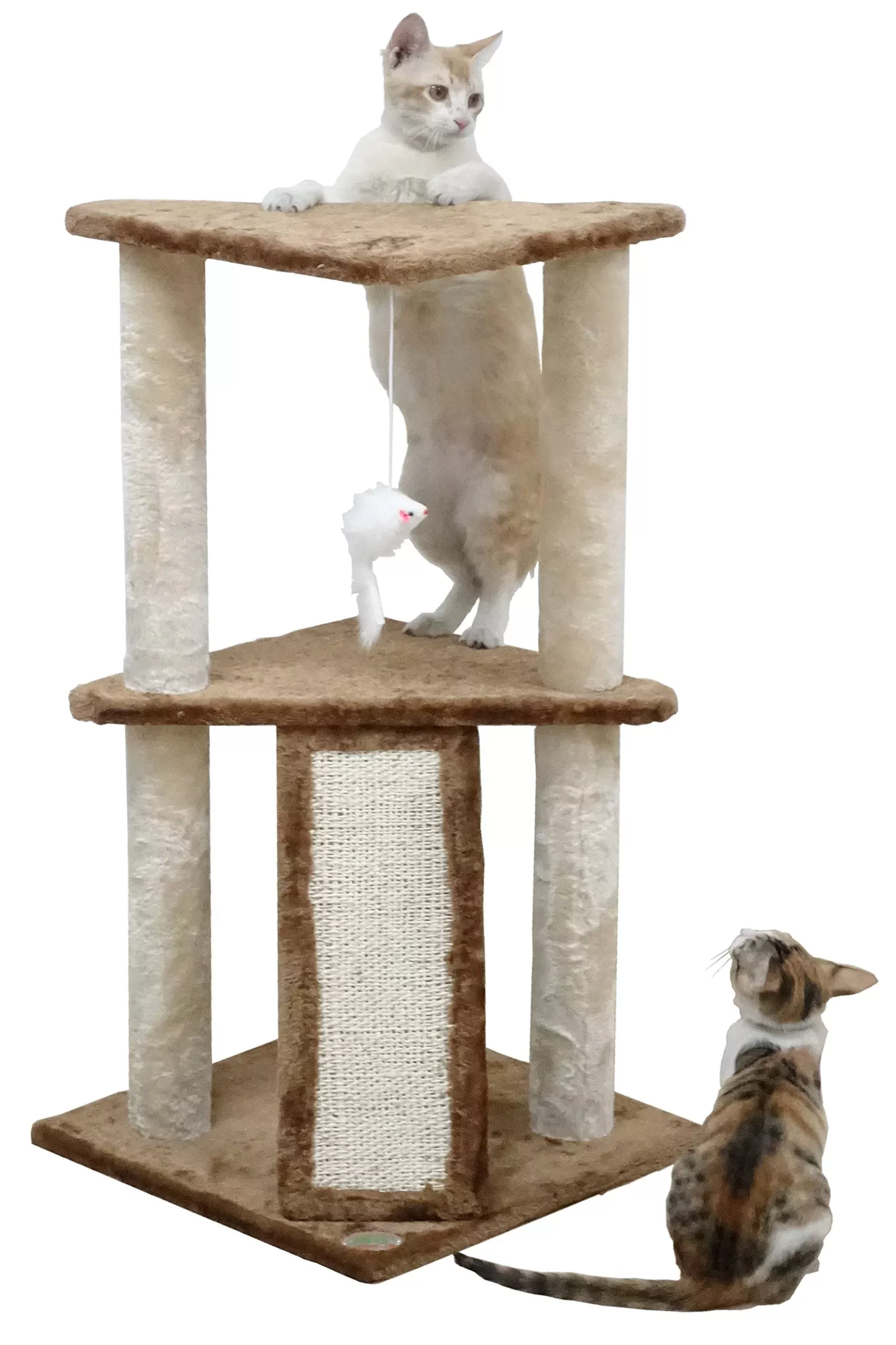 Go Pet Club Everyday Value 35in Corner Cat Tree Kitty Scratcher Tower Kitten Condo House Furniture with Scratching Board & Hangi