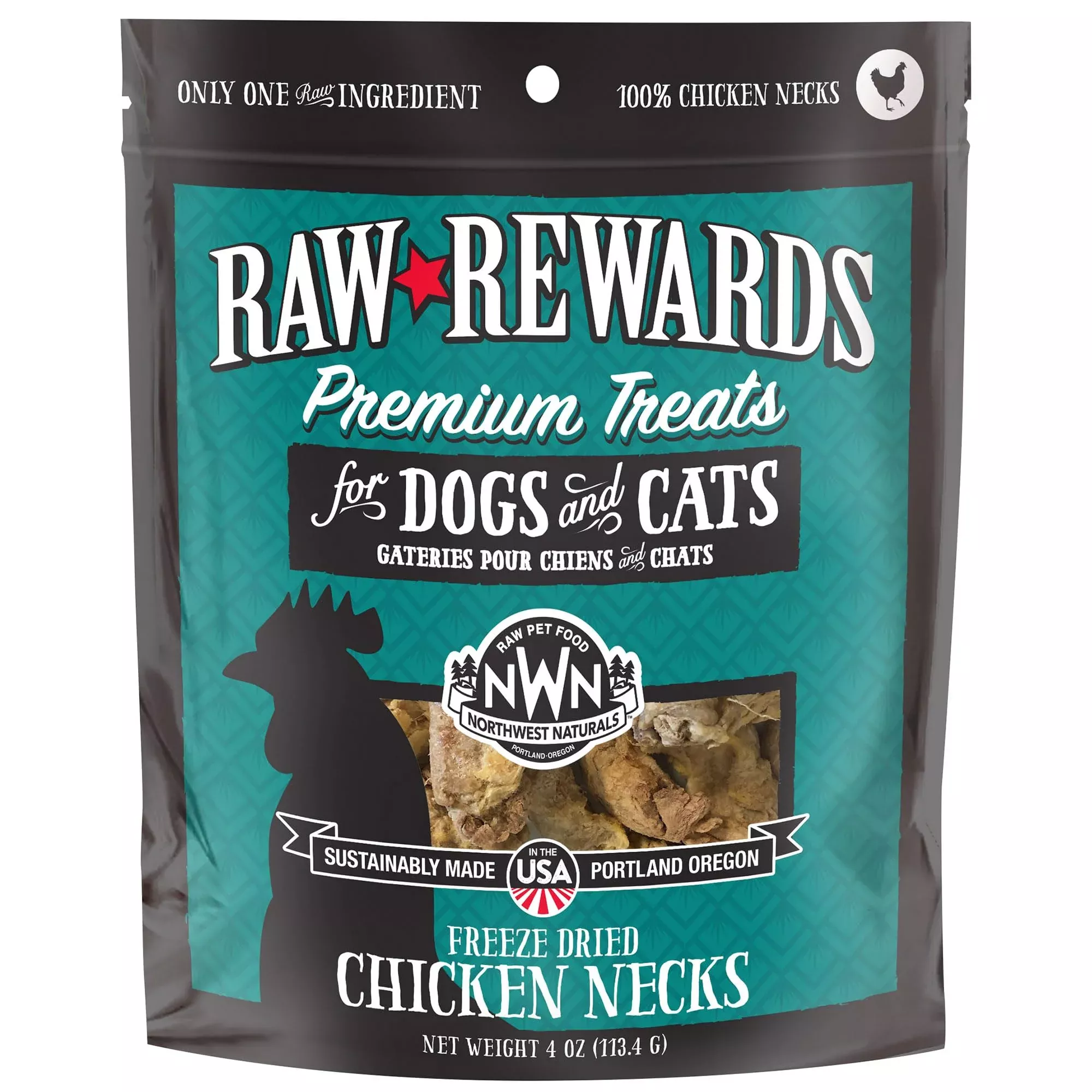 Northwest Naturals Raw Rewards Freeze-Dried Chicken Neck Treats For Dogs And Cats – Whole Neck – Healthy, 1 Ingredient, Human Grade Pet Food, All Natural – 4 Oz