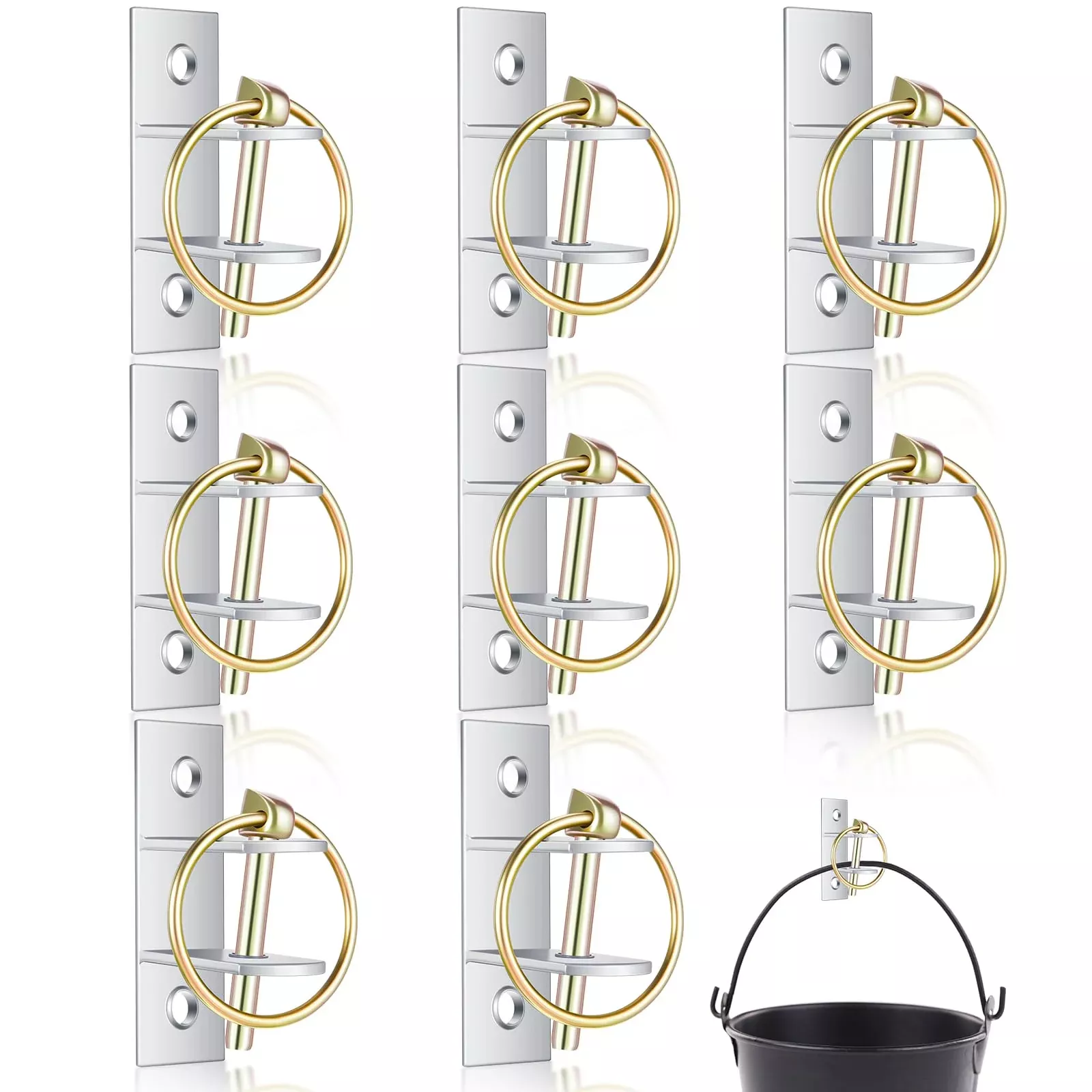 Otoolling 8 Pcs Water Bucket Hooks for Horses with Pin Heavy Duty Wall Mounted Horse Feed Bucket Hangers Holders Metal for Horse