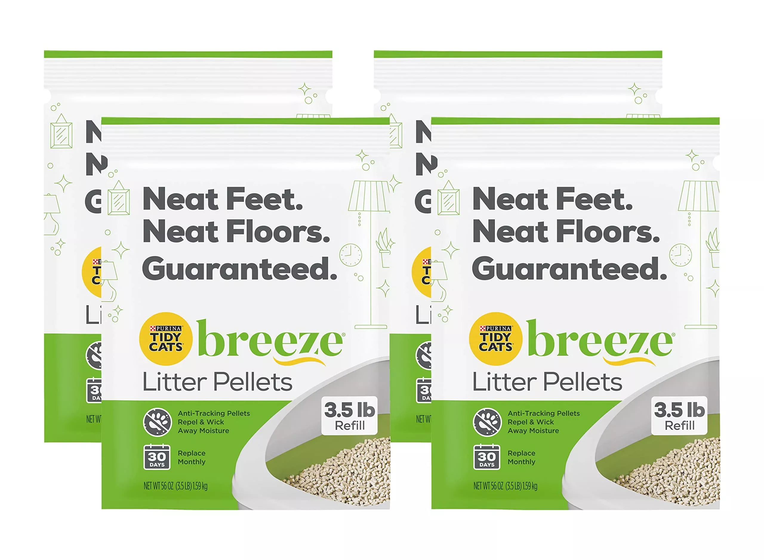 Purina Tidy Cats Breeze Pellets, 3.5 Lbs (Pack Of 4), Unscented, Recycled Paper, Low-Tracking, 99.9% Dust-Free, Multi-Cat