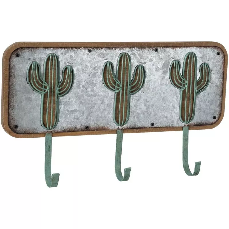 Southwest Cactus 3-Hook Wall Mount Hanging Hook, 19 x 16 Multi