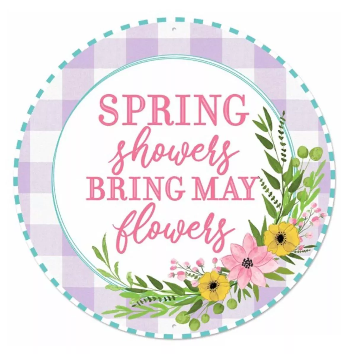 Spring showers metal round sign - 12