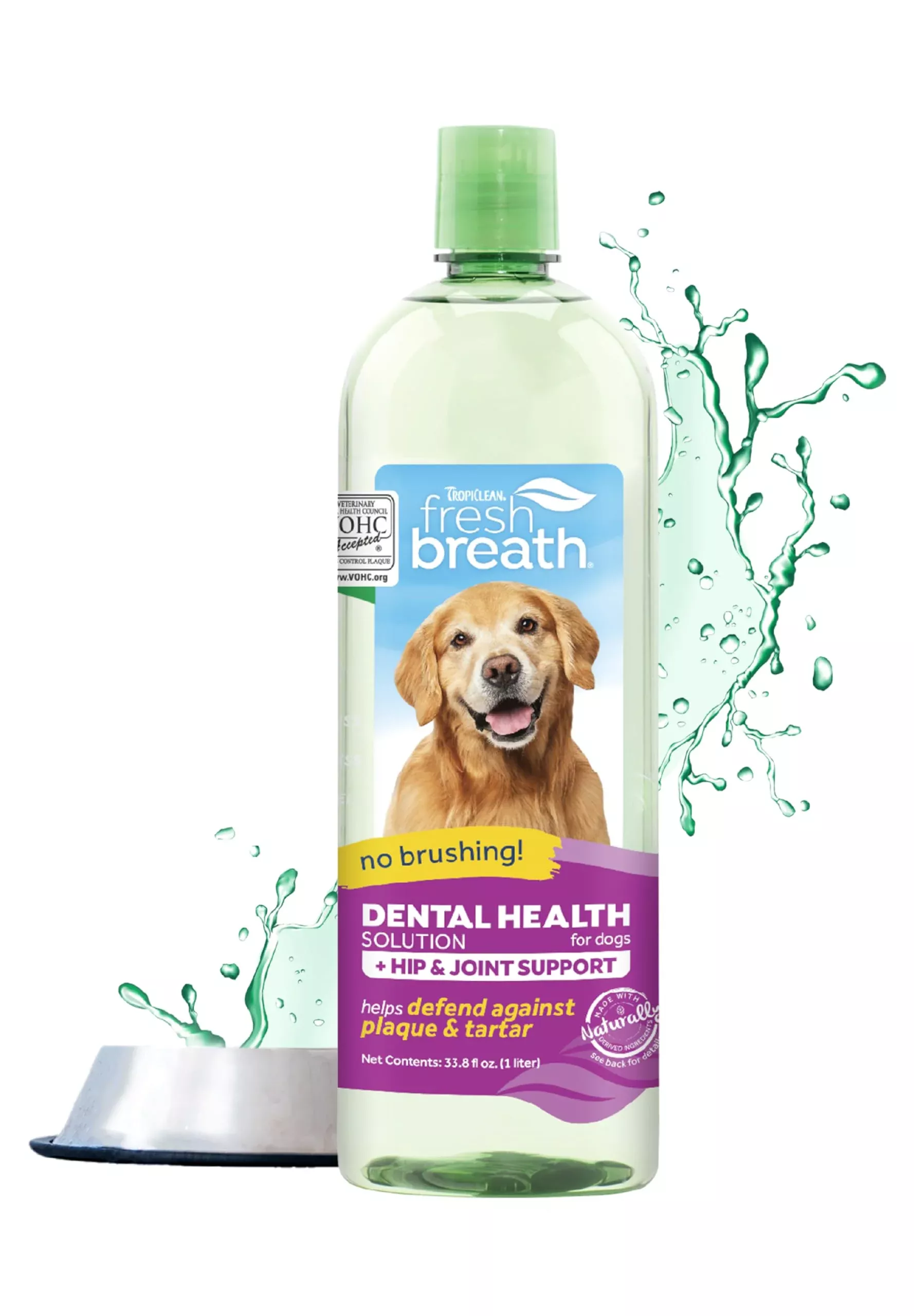 TropiClean Fresh Breath Plus Glucosamine for Hip & Joint Water Additive for Dogs| Breath Freshener and Teeth Cleaning Solution |