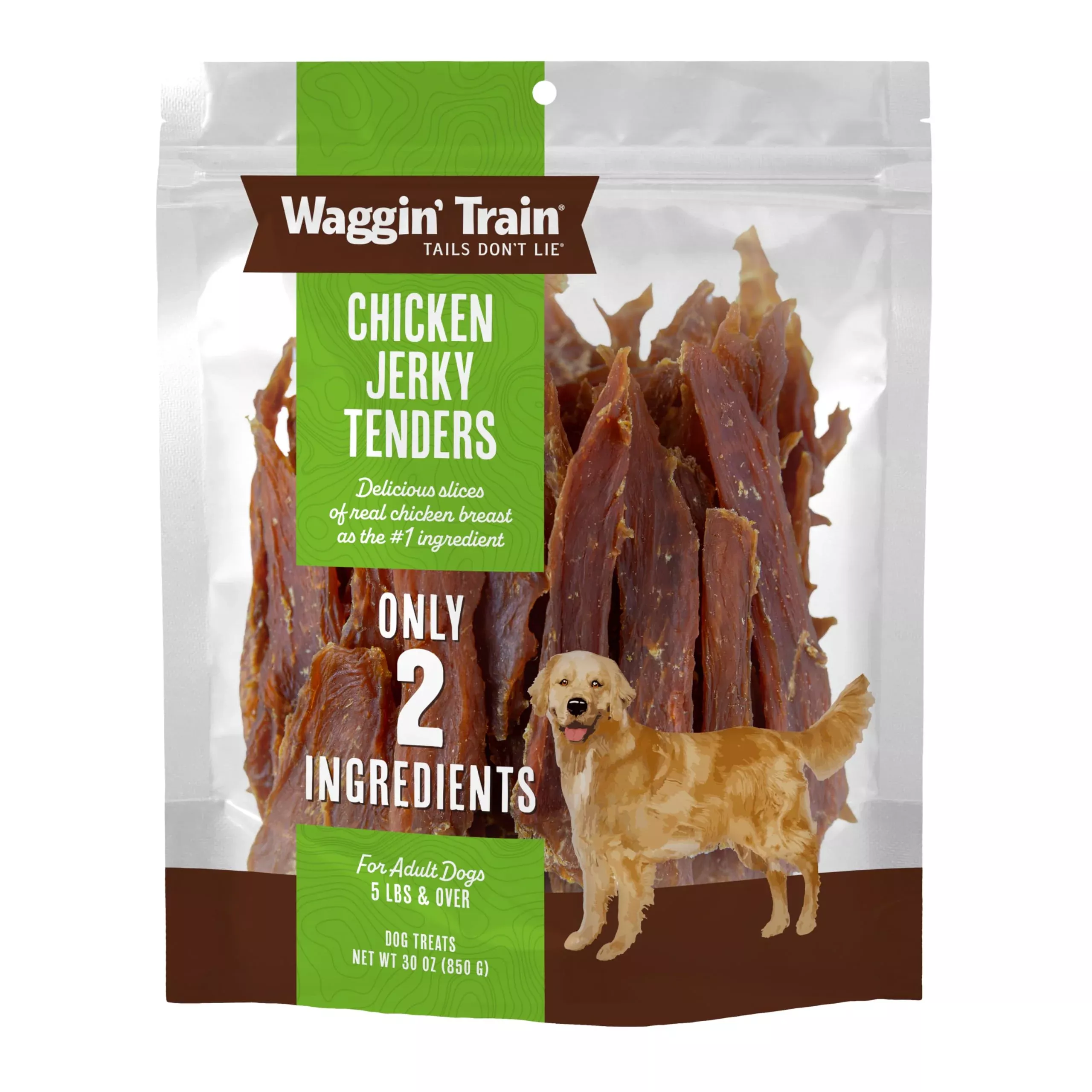 Waggin' Train Chicken Jerky Dog Treats - Limited Ingredient 30 oz Pouch, Natural, Model 17119